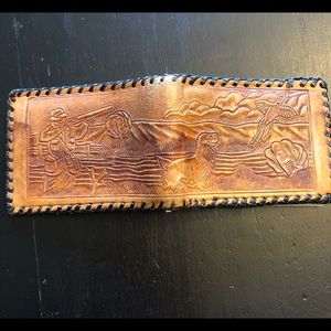 COPY - Vintage Hand-tooled Leather Wallet Hunter w/Hunting Dog